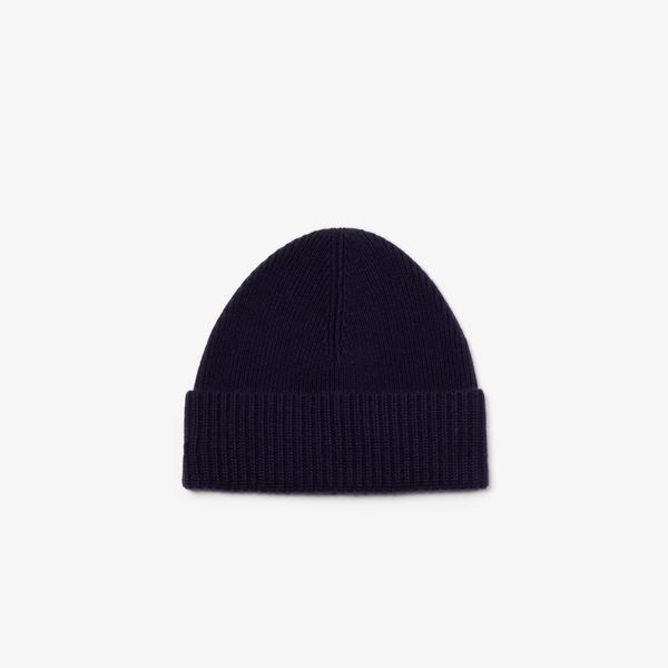 Lacoste Men's Ribbed Turned Edge Wool And Cashmere Knit Beanie