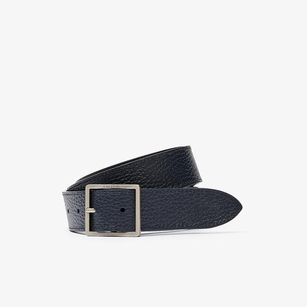 Lacoste Men's Reversible Grain Leather Belt With An Engraved Buckle
