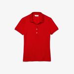 
Damska koszulka polo o wąskim kroju z krótkim rękawem Lacoste, czerwona
