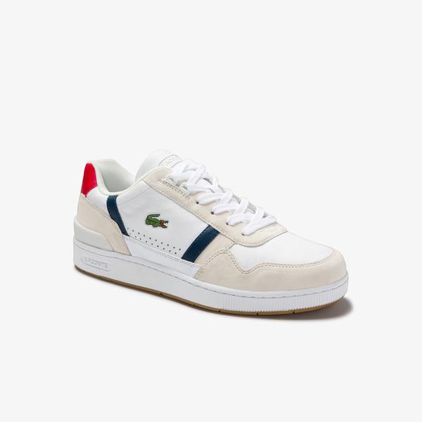 Lacoste Men's T-Clip Tricolour Leather and Suede Sneakers
