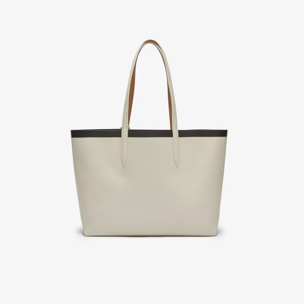 Lacoste Women's Anna Reversible Contrast Band Coated Canvas Tote Bag