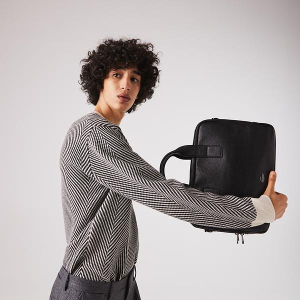 Lacoste Men's Soft Mate Matte Full-Grain Leather Computer Bag