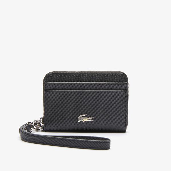 Lacoste Women's Daily Classic Small Coated Piqué Canvas Zip Wallet