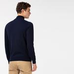 Lacoste Męski Sweter Z Bawełny Organicznej Zapinany Na Zamek Pod Szyją
