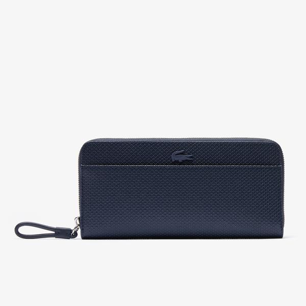 Lacoste Women's Chantaco Matte Piqué Leather Zip Wallet