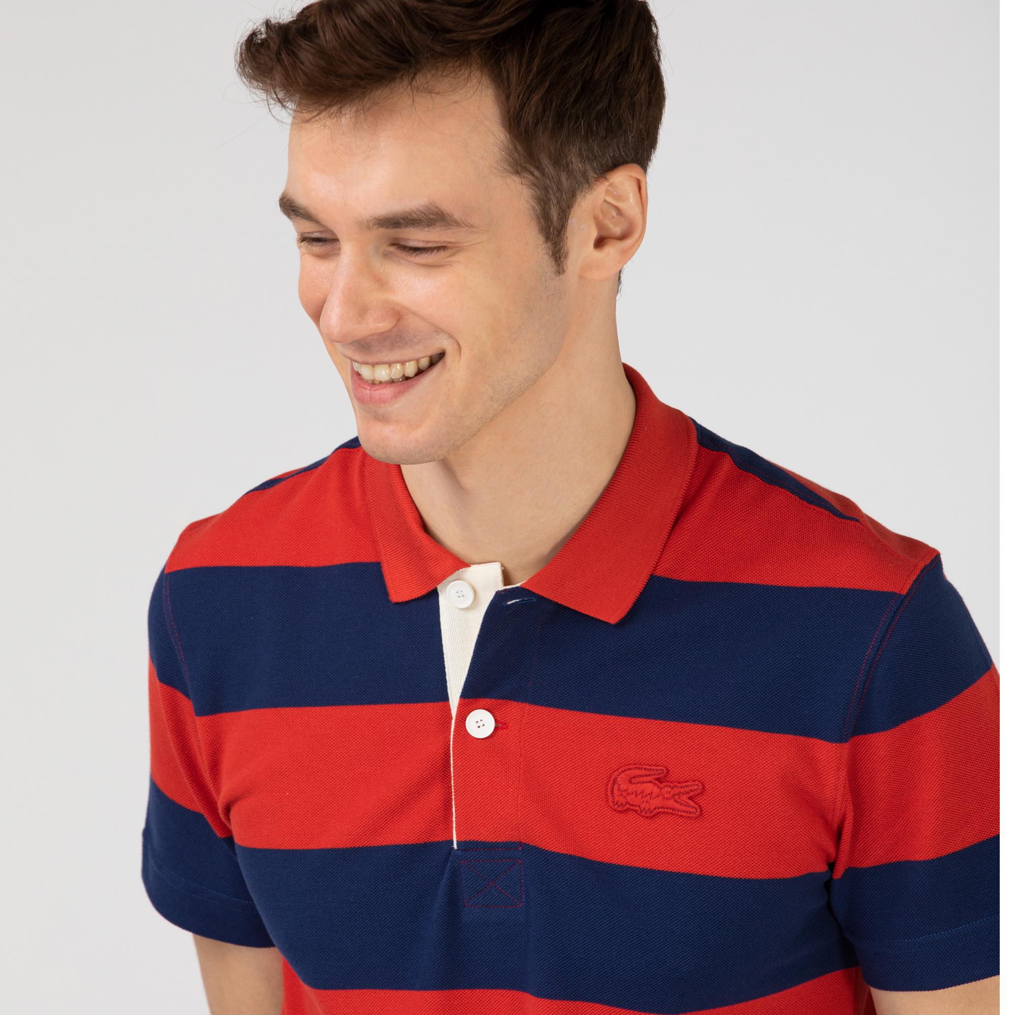 Lacoste męska koszulka polo Lacoste z piki bawełnianej w pasy Regular Fit