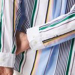 Lacoste L!VE Męska koszula bawełniana Relaxed Fit w paski o różnej grubości