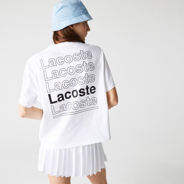 Lacoste Women’s L!VE Crew Neck Loose Print Cotton T-shirt