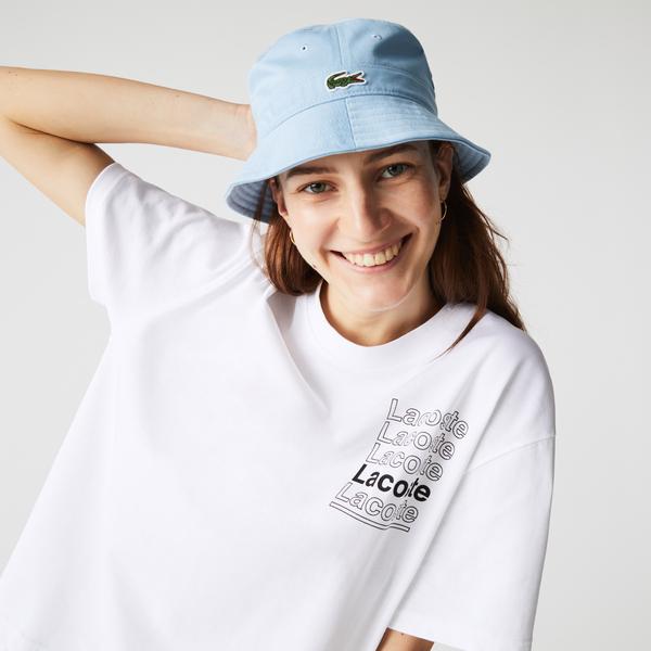 Lacoste Women’s L!VE Crew Neck Loose Print Cotton T-shirt