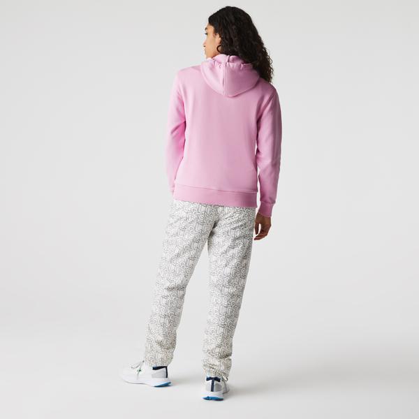Lacoste Women’s Loose Fit Hooded Print Fleece Sweatshirt