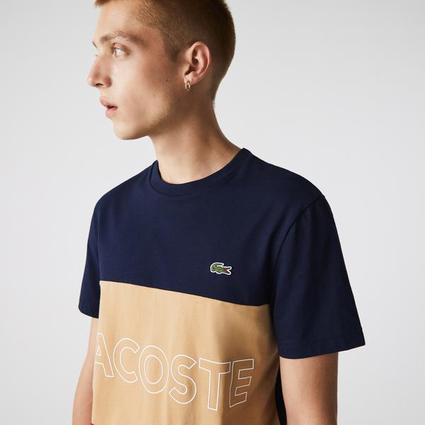 Lacoste Men's Crew Neck 3D Lettered Colorblock Cotton T-shirt