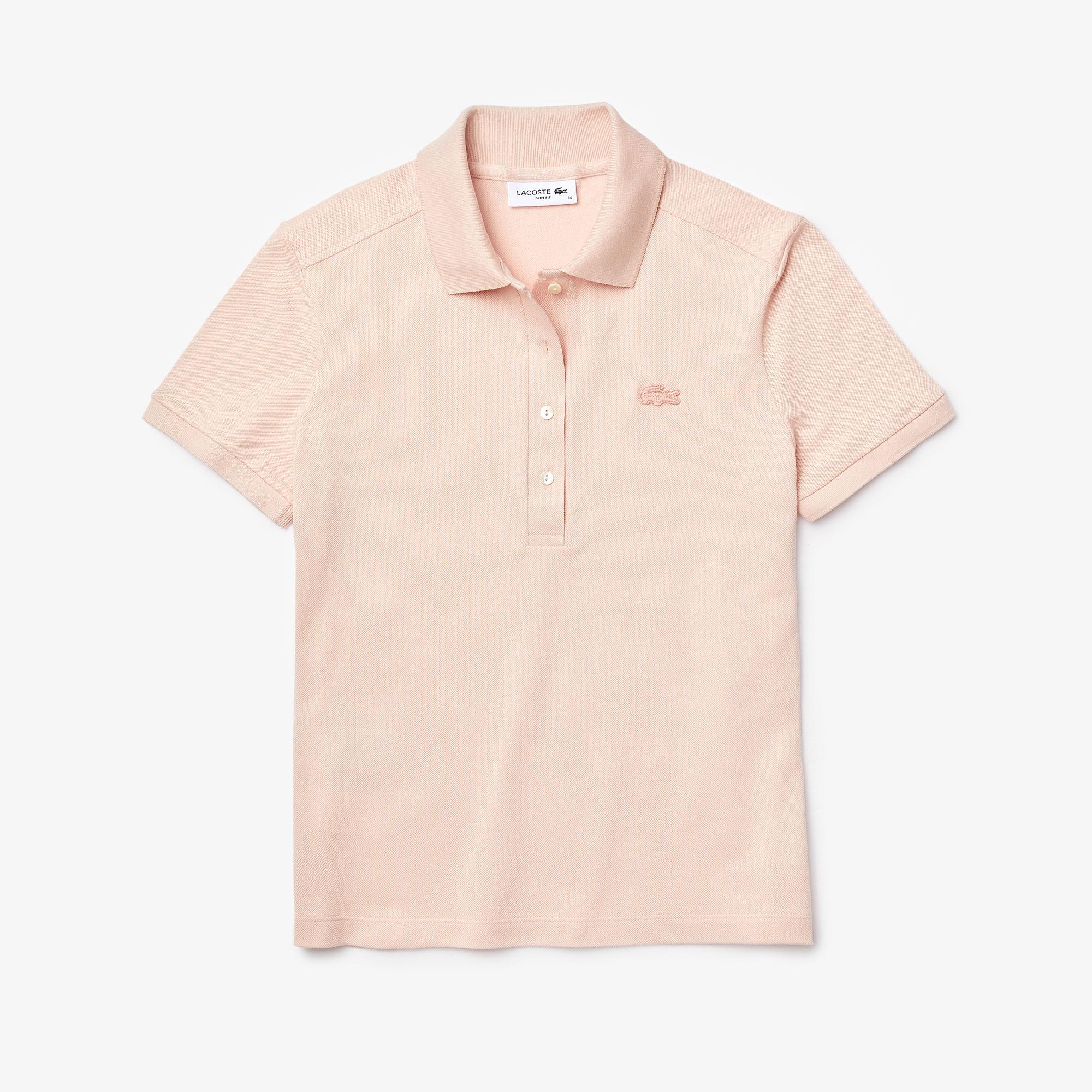 Damska koszulka polo o dopasowanym kroju Lacoste w kolorze jasnoróżowym
