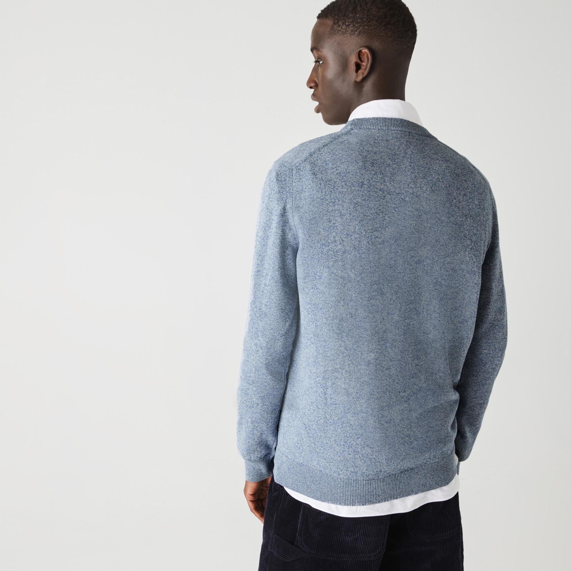 Lacoste Męski sweter z bawełny organicznej z okrągłym dekoltem