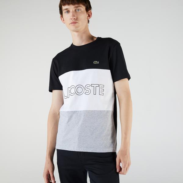 Lacoste Men's Crew Neck 3D Lettered Colorblock Cotton T-shirt