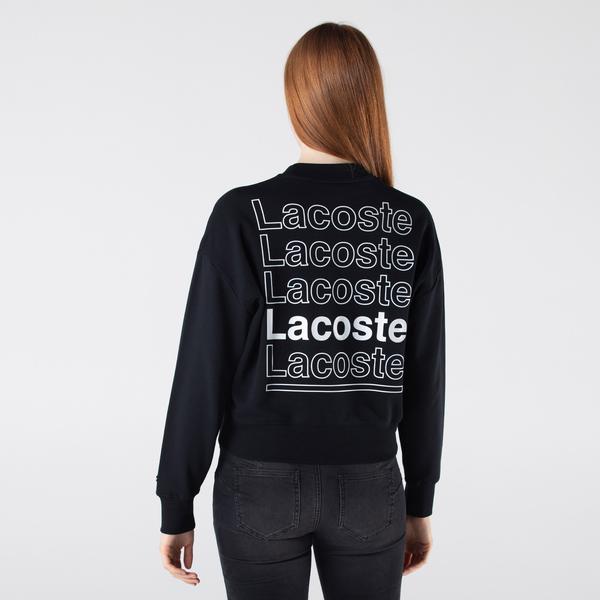 Lacoste L!VE women hoodie z cotton polaru with round neckline
