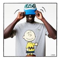 Lacoste x Peanuts Męski T-shirt z organicznej bawełniany z okrągłym dekoltemLGL