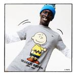 Lacoste x Peanuts Męski T-shirt z organicznej bawełniany z okrągłym dekoltem