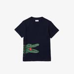 Lacoste Chłopięcy T-shirt bawełniany z okrągłym dekoltem, z nadrukiem krokodyla 