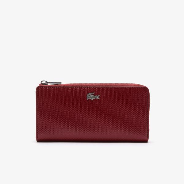 Lacoste Women's Chantaco Zippered Matte Piqué Leather Wallet