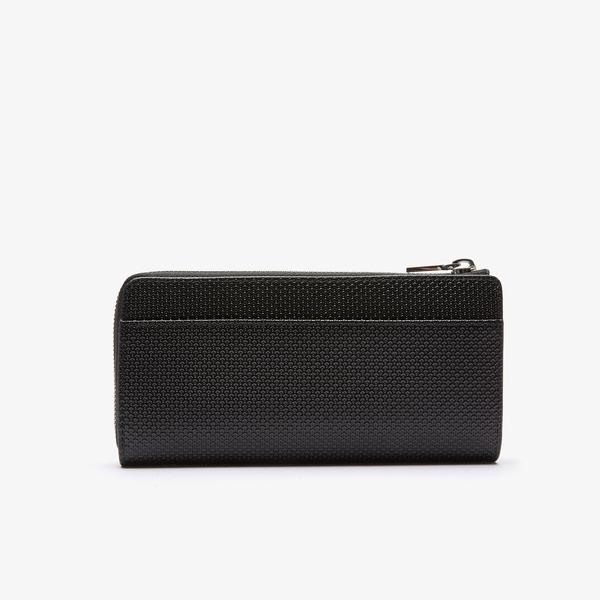Lacoste Unisex Chantaco Zippered Matte Piqué Leather Wallet