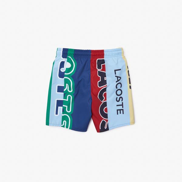 Lacoste Boys'  Print Colour-block Light Swimming Trunks