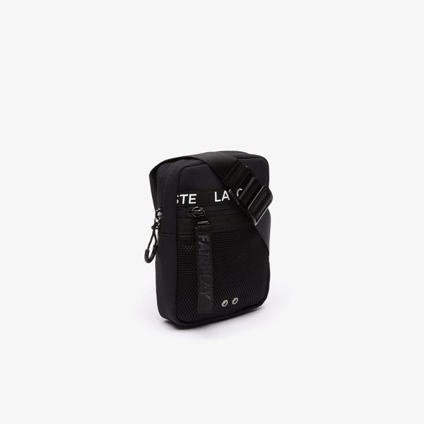 Lacoste Płaska torba z nylonu przez ramię z logo na pasku Unisex