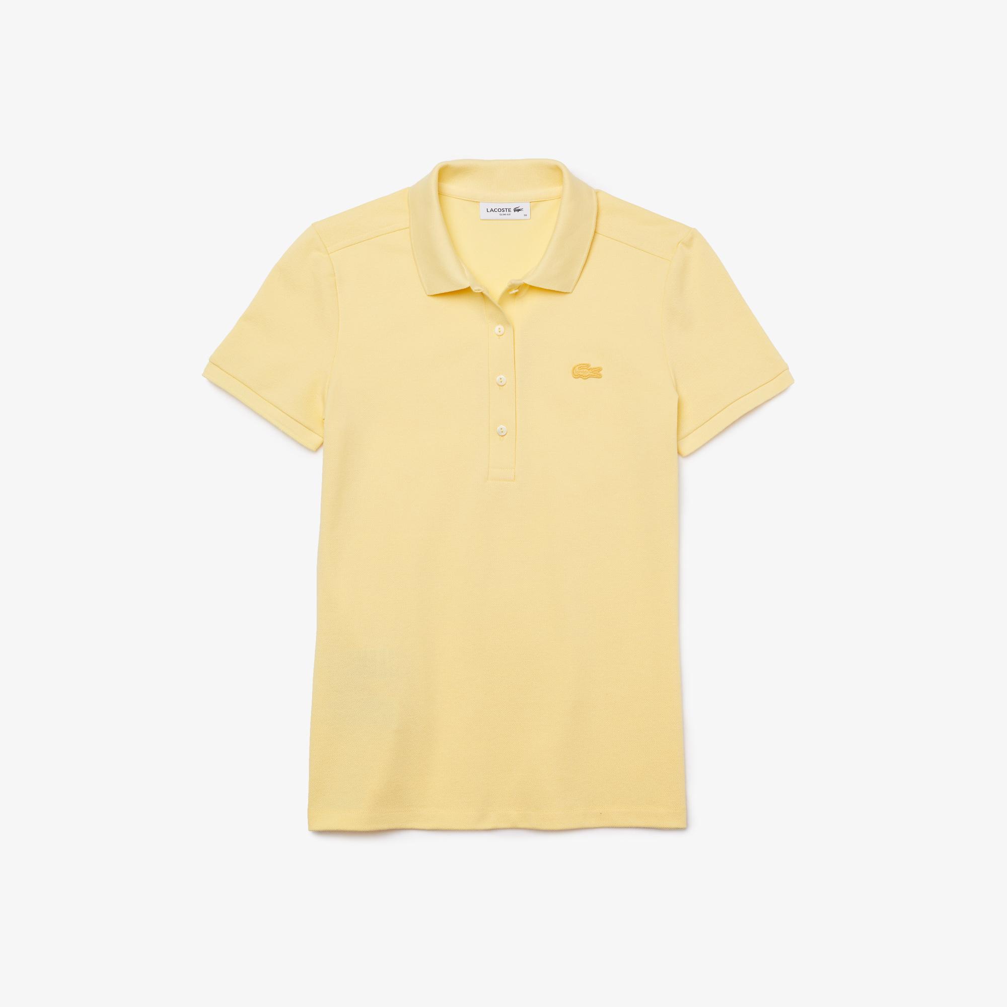 Damska koszulka polo o dopasowanym kroju Lacoste w kolorze jasnożółtym
