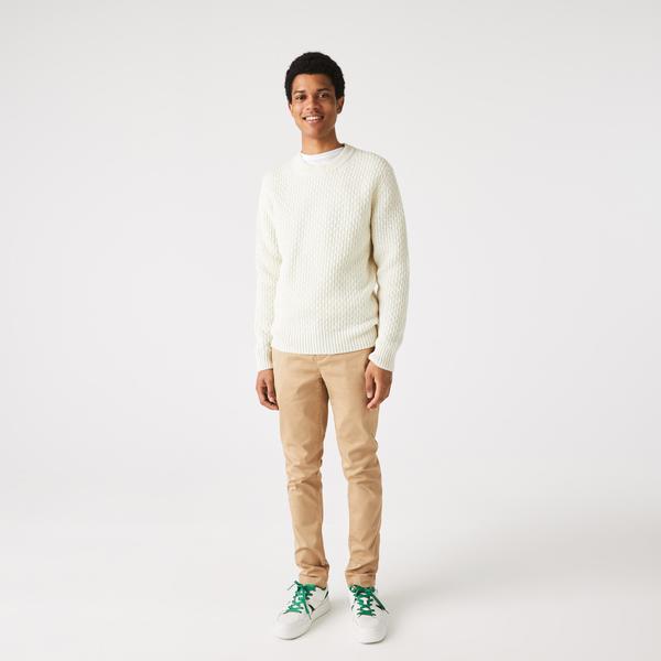 Lacoste Men's  Regular Fit Cable Knit Wool Sweater