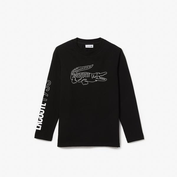 Lacoste chłopięcy T-shirt z nadrukiem z logo krokodyla