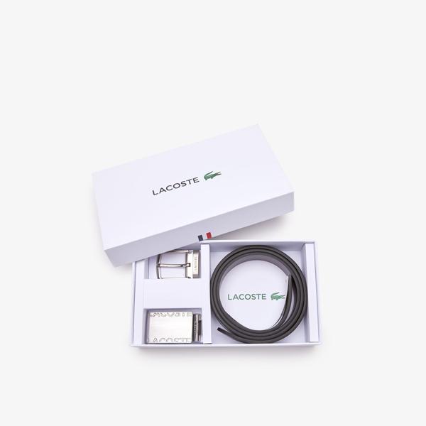 Lacoste Men's  Pin And Flat Buckle Belt Gift Set