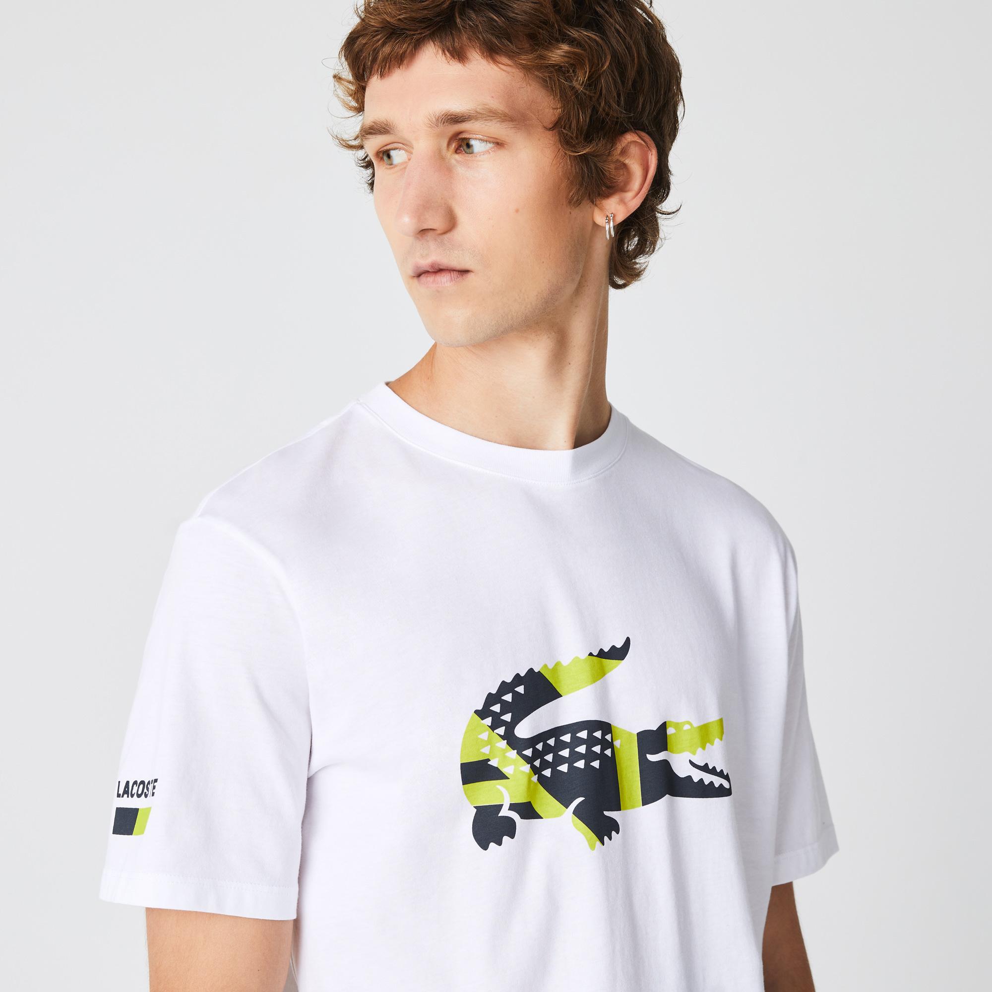 Lacoste męski T-shirt z dżerseju bawełnianego z graficznym nadrukiem