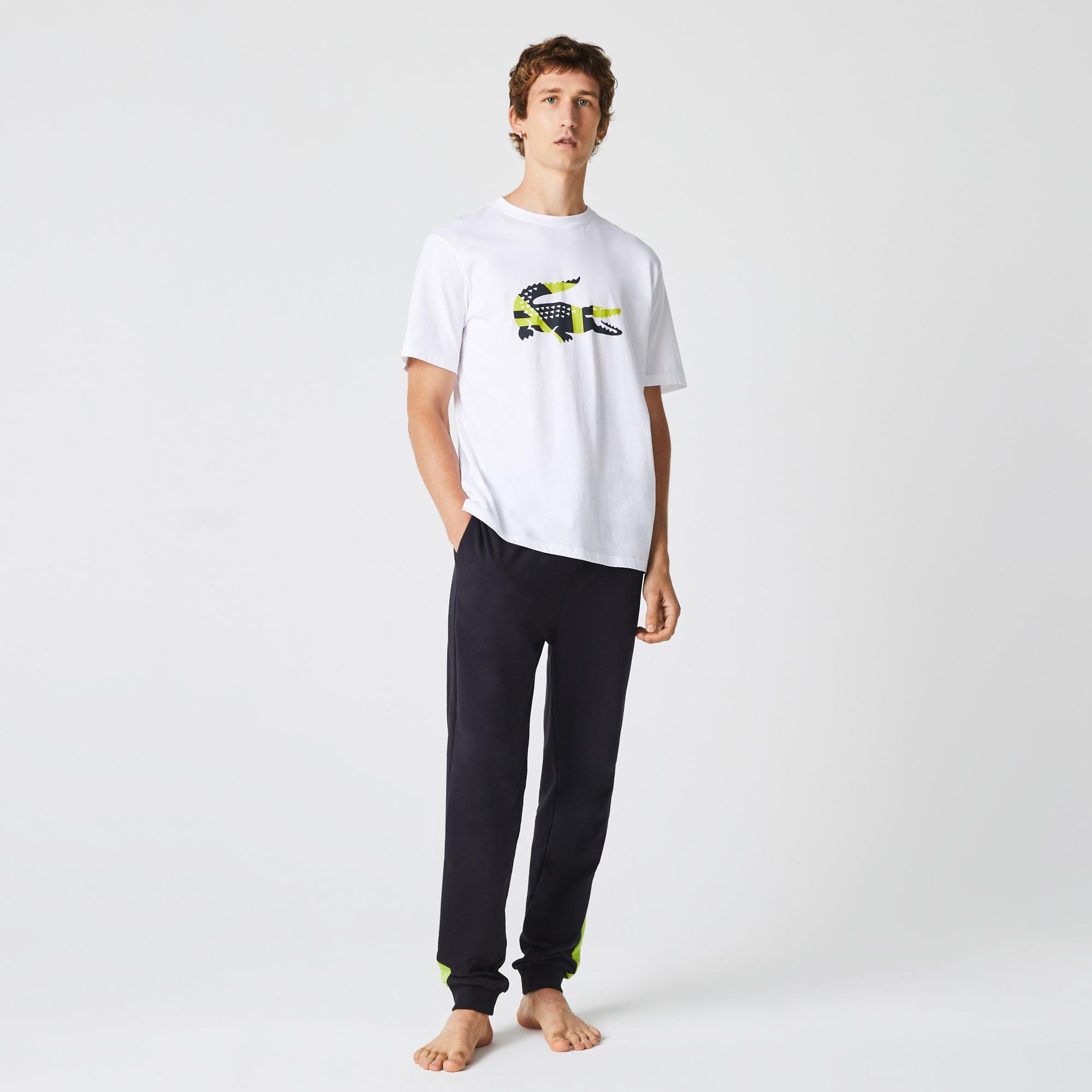 Lacoste męski T-shirt z dżerseju bawełnianego z graficznym nadrukiem