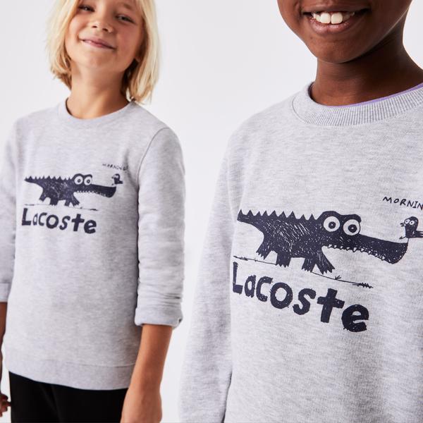 Lacoste dziecięca bluza z okrągłym dekoltem i nadrukiem z logo krokodyla