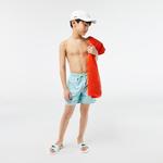 Lacoste chłopięce kąpielówki z poliestru z recyklingu z nadrukiem