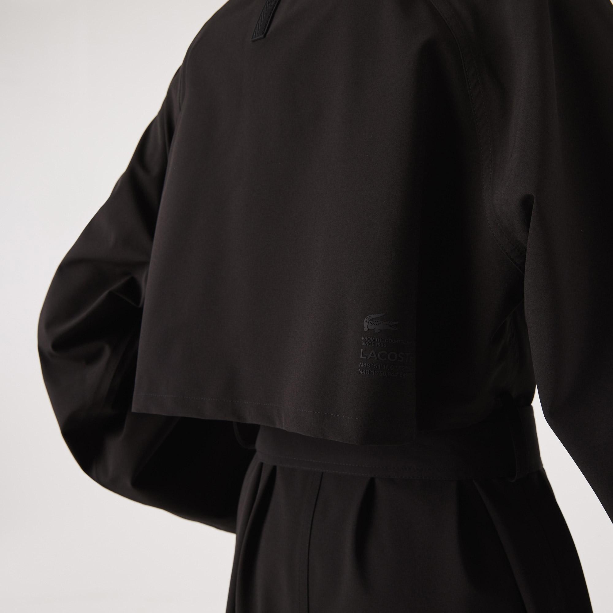 Lacoste damski płaszcz typu trencz oversize z dwuwarstwowej piki